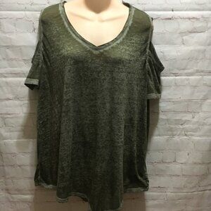 Style & Co olive green cold shoulder t-shirt 2X
